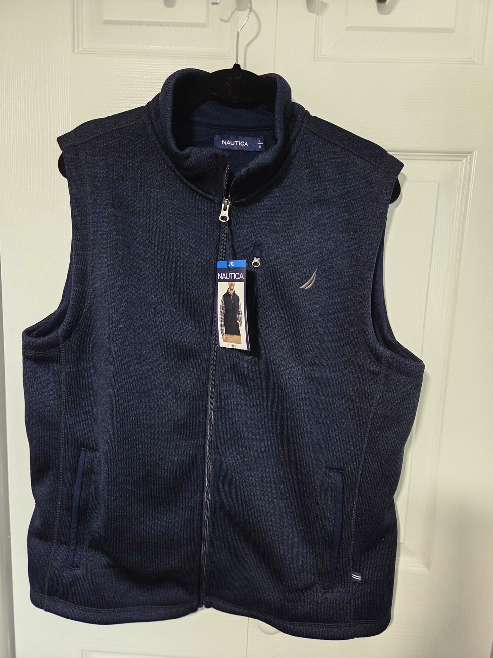 Nautica Men's Dark Navy Zip-Up Fleece Vest